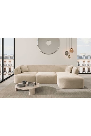 Canapé d'angle droit Form Ozura - Crème - 5 places - Tissu toucher velours