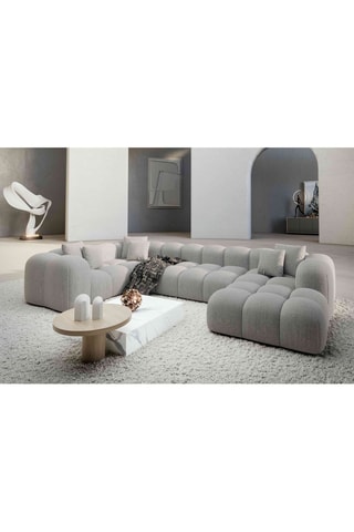 Canapé d'angle gauche panoramique Nuvola - Gris clair - 7 places - Tissu structurel