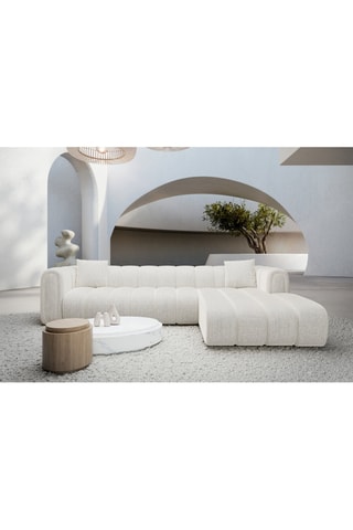 Canapé d'angle gauche Luma - Blanc - 5 places - Tissu structuré