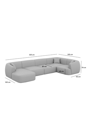 Canapé d'angle droit panoramique Ozura - Beige - 7 places - Tissu structurel