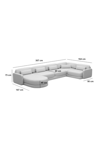 Canapé d'angle droit panoramique Migala - Beige foncé - 7 places - En velours