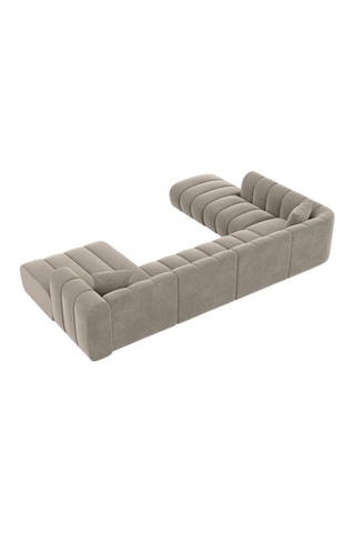 Canapé d'angle gauche panoramique Luma - Beige foncé - 7 places - En velours