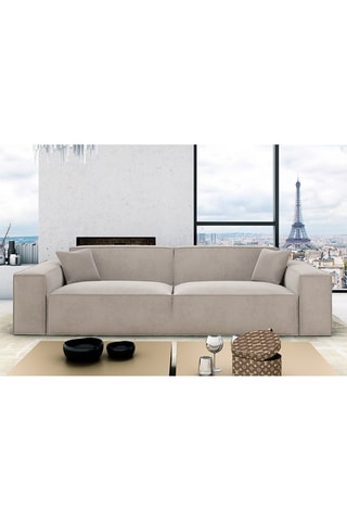 Canapé Lionel - Blanc - 3 places - En tissu bouclé