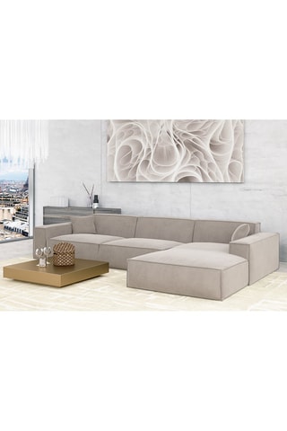 Canapé d'angle Lionel - Blanc - 6 places - En tissu structuré