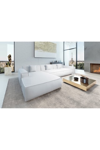 Canapé d'angle Lionel - Blanc - 6 places - En cuir