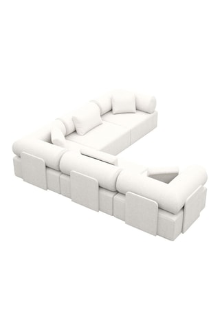 Canapé d'angle panoramique Ragusa - Blanc - 6 places - Toucher velours