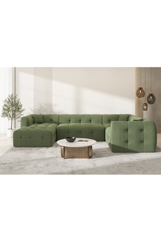 Canapé d'angle droit panoramique Baloo - Vert - 7 places - En polyester