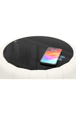 Table d’appoint ronde avec chargeur sans fil et port USB intégrés Nuvola - Blanc