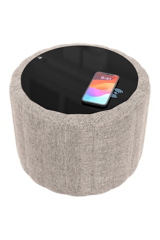 Table d’appoint ronde avec chargeur sans fil et port USB intégrés Nuvola - Beige