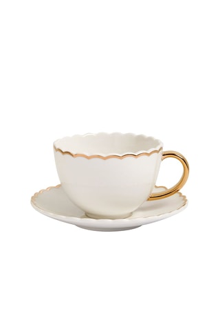 Chavena de chá e pires em New Bone China e porcelana Marguerite - 17 cl