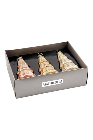 Coffret de 3 árvores de Natal com purpurina em vidro - 21 x 16 x 6,5 cm