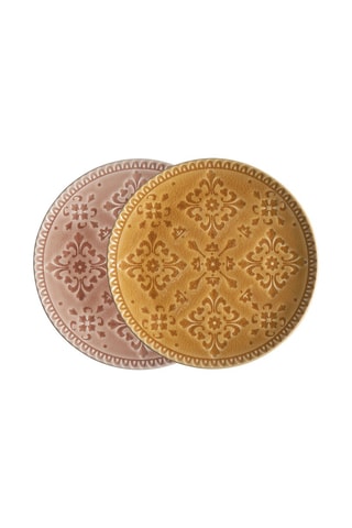 2 pratos de sobremesa em arenito Bella Terra - 20,5 cm