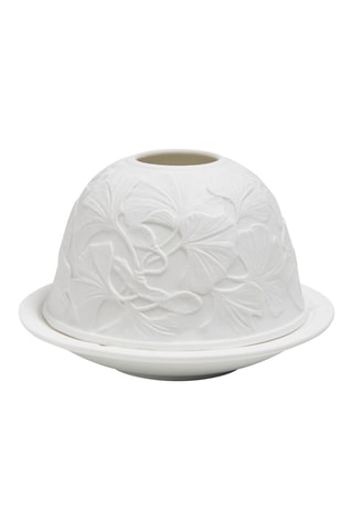 Base de vela em cerâmica Feuillage - 12 x 12 x 8,5 cm - Branco