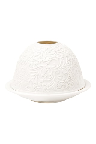 Base de vela em cerâmica Arabesque - 12 x 12 x 8,5 cm - Branco