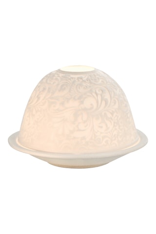 Base de vela em cerâmica Arabesque - 12 x 12 x 8,5 cm - Branco