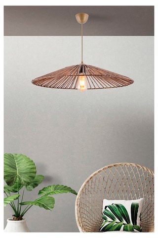 Candeeiro suspenso em bambu - Natural - 45-60 W