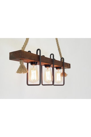 Candeeiro suspenso em pinho - Natural e bege - 3 x 40 W