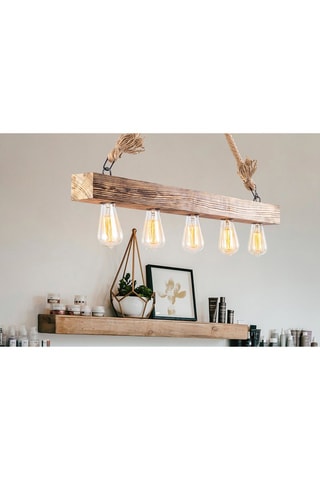 Candeeiro suspenso em madeira Erebos - Natural - 5 x 40 W