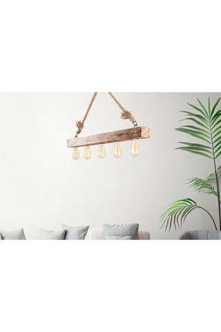 Candeeiro suspenso em madeira Erebos - Natural - 5 x 40 W