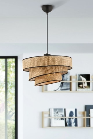 Candeeiro suspenso Couper Hazeran - Preto e bege - 45 - 60W