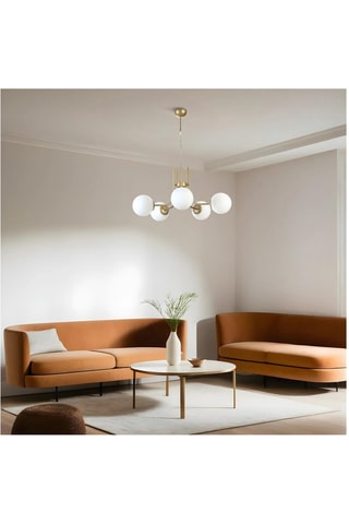 Candeeiro suspenso - Dourado e branco - 5 x 40 W