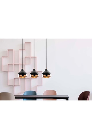 Candeeiro suspenso Yildo - Preto e acobreado - 3 x 40 W