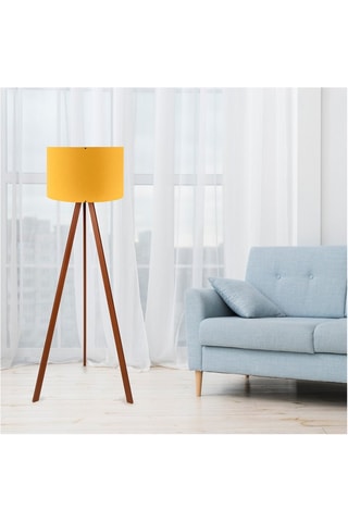 Lampadaire trépied - Moutarde et marron