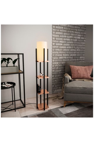Lampadaire - Noir et marron - 40 W - 130 cm