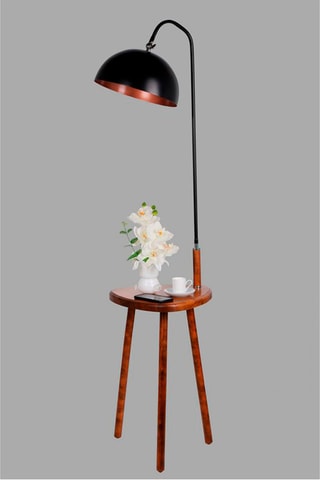 Lampadaire - Noir et naturel - 60 W - 160 cm