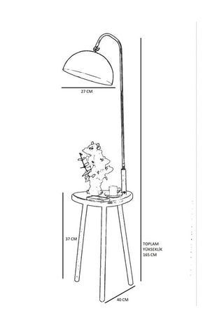 Lampadaire - Noir et naturel - 60 W - 160 cm