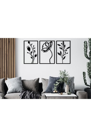 Decoração de parede Flowers - Preto - 70 x 39 cm