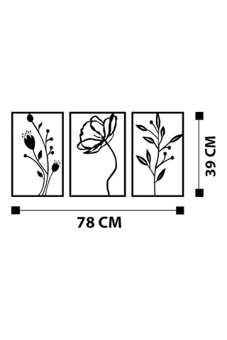 Decoração de parede Flowers - Preto - 70 x 39 cm