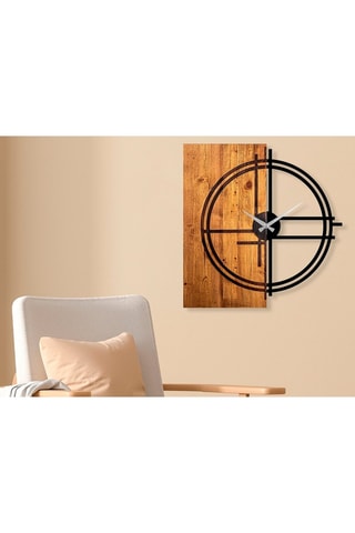 Relógio de parede 58 x 56 cm - Preto e natural