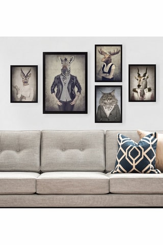 5 pinturas decorativas emolduradas em MDF Théo2 -  24 x 29 cm / 34 x 44 cm