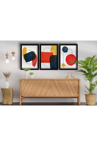3 pinturas decorativas emolduradas em MDF Hugo - 38 x 53 cm