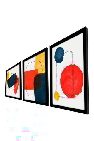 3 pinturas decorativas emolduradas em MDF Hugo - 38 x 53 cm