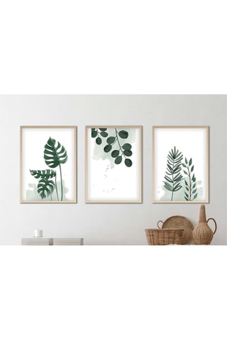 3 quadros Huhu193 - Verde e branco - 70 x 50 cm -
