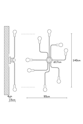 Candeeiro de teto Truva - Preto - 8 x 40 W