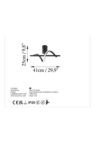 Candeeiro de teto LED Likma  - Preto - 11 W