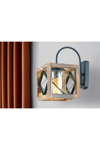 Aplique em madeira de cárpea Zikzak - Natural e preto - 60 W