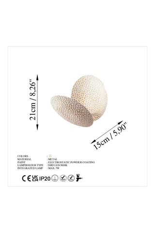 Aplique de parede LED Yosma - Branco e dourado - 5 W