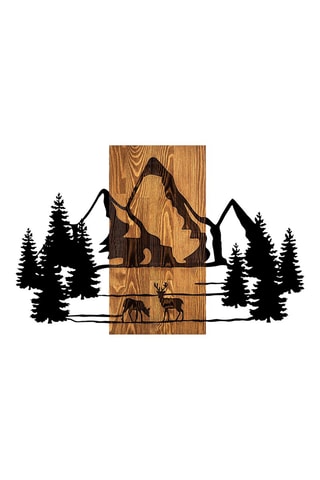 Decoração de parede em madeira Natural habitat - 87 x 57 cm - Natural e preto -