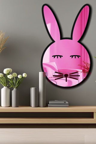 Espelho - 30 x 49 cm - Rosa e preto