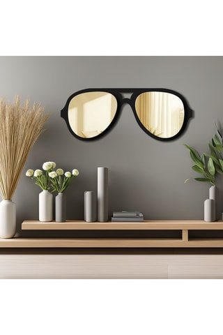 Espelho - 70 x 28 cm - Preto e dourado