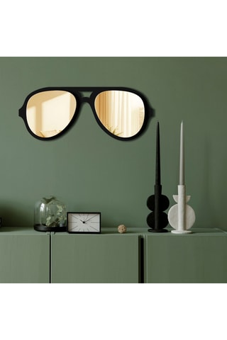 Espelho - 70 x 28 cm - Preto e dourado