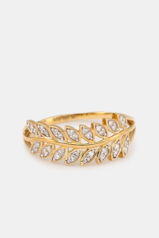 Bague Feuillage Lumineux - Or jaune et diamants