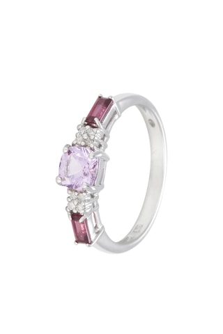 Bague Elvira Or blanc, diamants et rhodonites