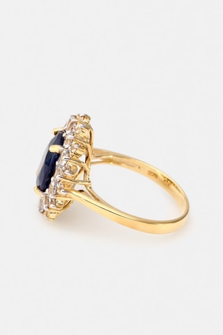 Bague Soleil Bleu - Or jaune, topazes et saphir