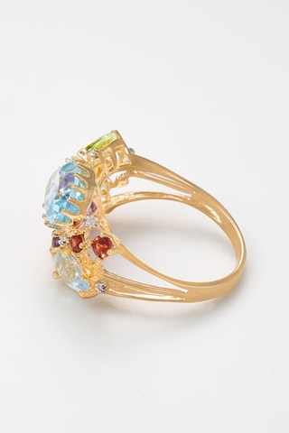 Bague Valéria Or jaune, diamants, améthystes, topazes bleu, citrines, préhnites, grenats et topaze blanc