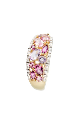 Bague Rhodomix   Or jaune, diamants, améthystes, rhodolites et tourmalines